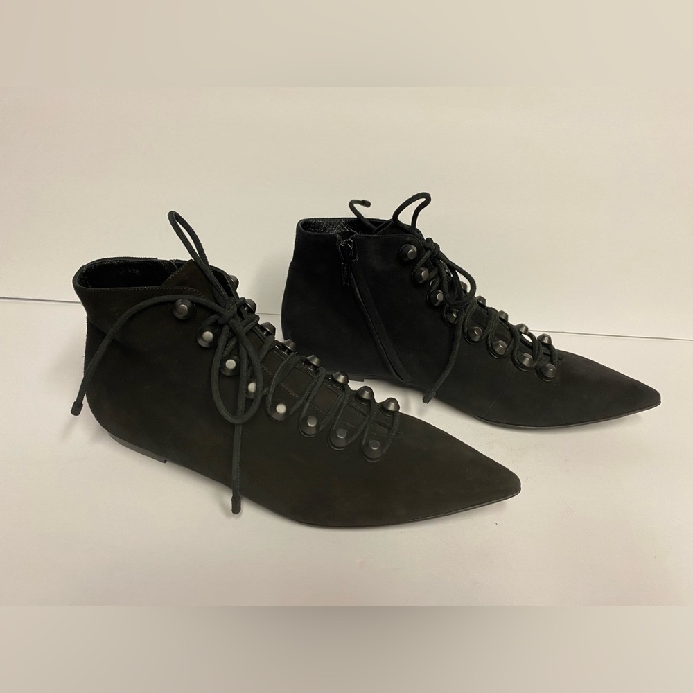 Balenciaga flat ankle boots suede lace up black 38